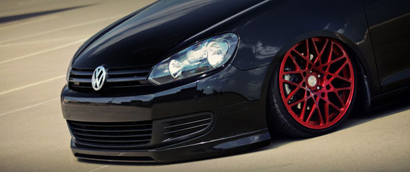 Bagged Candy Red Rimmed MK6 Jetta